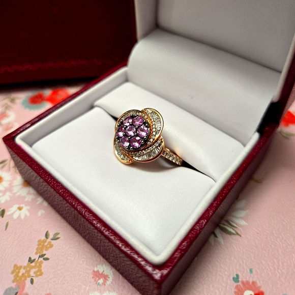 Helzberg Diamonds Rose Gold Diamond Floral Gemstone Ring - Picture 2 of 3